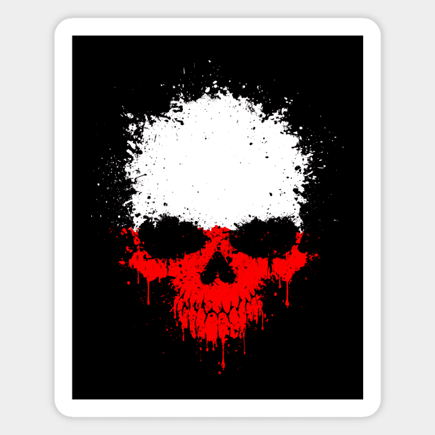 Chaotic Polish Flag Splatter Skull Magnet by jeffbartels